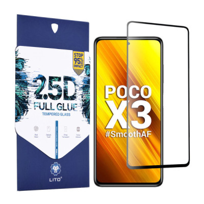 Folie pentru Xiaomi Poco X3 / X3 NFC / X3 Pro - Lito 2.5D FullGlue Glass - Black - 1