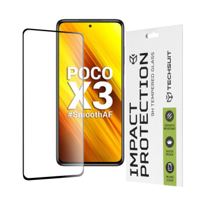 Folie pentru Xiaomi Poco X3 / Poco X3 NFC / Poco X3 Pro - Techsuit 111D Full Cover / Full Glue Glass - Black - 1