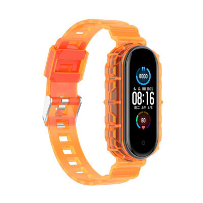 Curea pentru Xiaomi Mi Band 5 / 5 NFC / 6 / 6 NFC / Amazfit Band 5 - Techsuit Watchband (W017) - Orange - 2