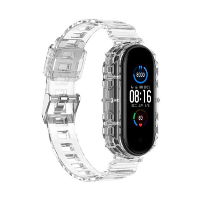 Curea pentru Xiaomi Mi Band 5 / 5 NFC / 6 / 6 NFC / Amazfit Band 5 - Techsuit Watchband (W017) - Clear - 2