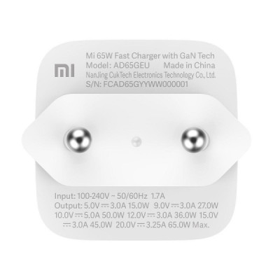 Incarcatoare si cabluri de date GaN Fast Charging 65W Type-C - Xiaomi (AD65GEU) - White (Blister Packing) - 4