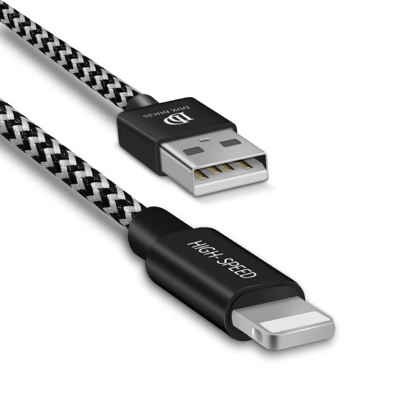 Cablu de date Dux Ducis K-One USB la Lightning Quick Charge, 3m, 2.1A, alb-negru - 1