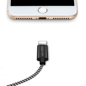 Cablu de date Dux Ducis K-One USB la Lightning Quick Charge, 3m, 2.1A, alb-negru - 3