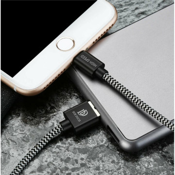 Cablu de date Dux Ducis K-One USB la Lightning Quick Charge, 3m, 2.1A, alb-negru - 5