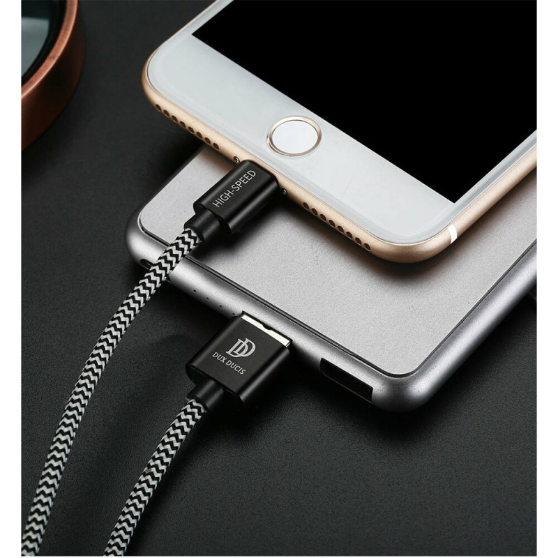 Cablu de date Dux Ducis K-One USB la Lightning Quick Charge, 3m, 2.1A, alb-negru - 7