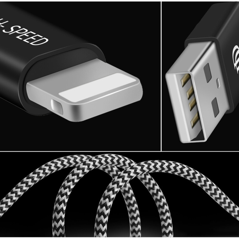 Cablu de date Dux Ducis K-One USB la Lightning Quick Charge, 3m, 2.1A, alb-negru - 11