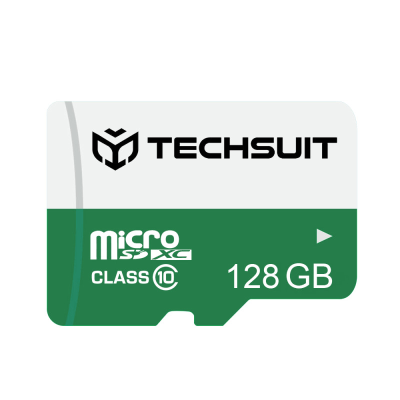 Techsuit - Card de memorie de mare viteză, SDHC, 128 GB, clasa 10 cu adaptor - 1
