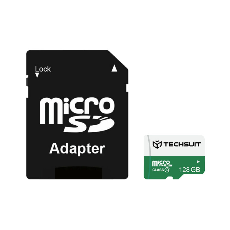 Techsuit - Card de memorie de mare viteză, SDHC, 128 GB, clasa 10 cu adaptor - 2
