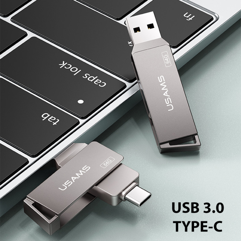 Memorie portabila, Usams Type-C + USB 3.0, 32Gb - Gri Metalic - 5