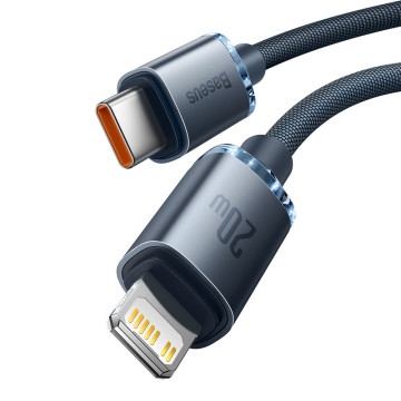 Cablu pentru incarcare si transfer de date Baseus Crystal Shine, USB Type-C/Lightning, 20W, 2m, Negru, CAJY000301 - 4
