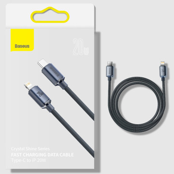 Cablu pentru incarcare si transfer de date Baseus Crystal Shine, USB Type-C/Lightning, 20W, 2m, Negru, CAJY000301 - 7