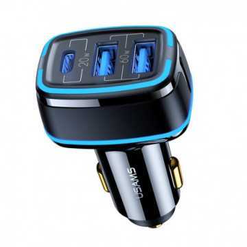 Incarcator auto USAMS Type-C + 2x USB, 80W, negru, US-CC126 - 2