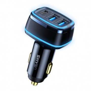 Incarcator auto USAMS Type-C + 2x USB, 80W, negru, US-CC126 - 4