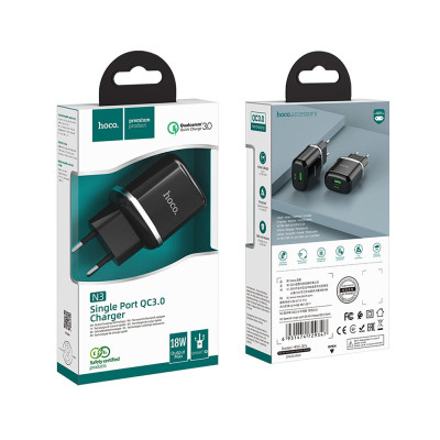 HOCO - Incarcator retea (N3 Special) - USB-A, QC 3.0, 18W, 3A - Negru - 7