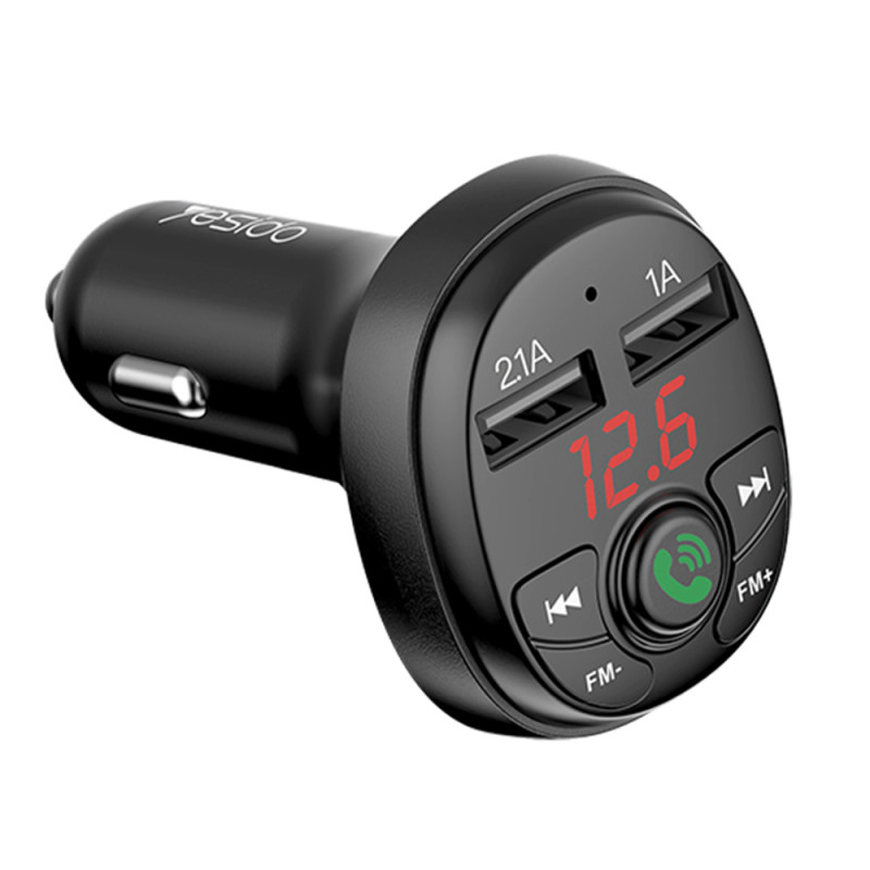 Incarcator auto Yesido Y36, modulator FM,Bluetooth 5.0, dual USB, afisaj LED, 2.1A, negru - 2