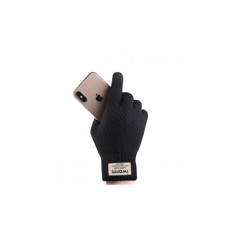 Manusi touchscreen barbati iWarm, lana, negru, ST0007 - 1