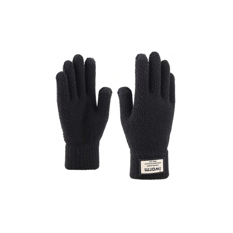 Manusi touchscreen barbati iWarm, lana, negru, ST0007 - 2