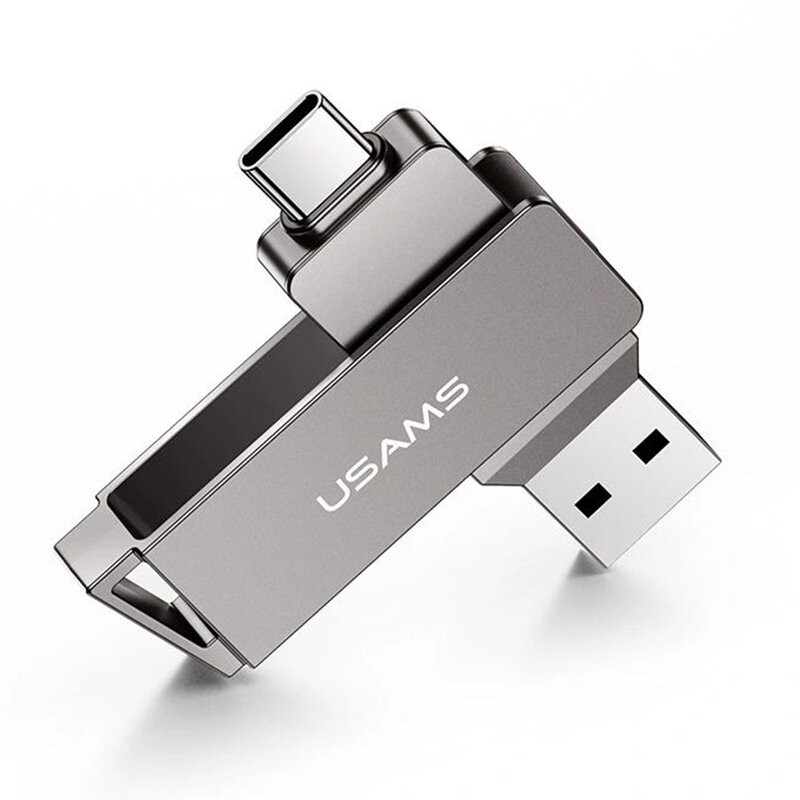Stick de memorie USB, Type-C 128GB USAMS flash drive, gri, US-ZB201 - 1