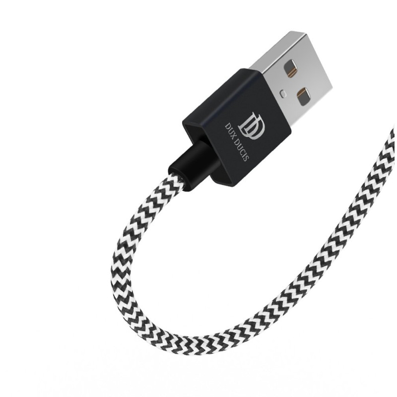 Cablu de date Dux Ducis K-One USB la Micro-USB, 3m, 2.1A, alb-negru - 1