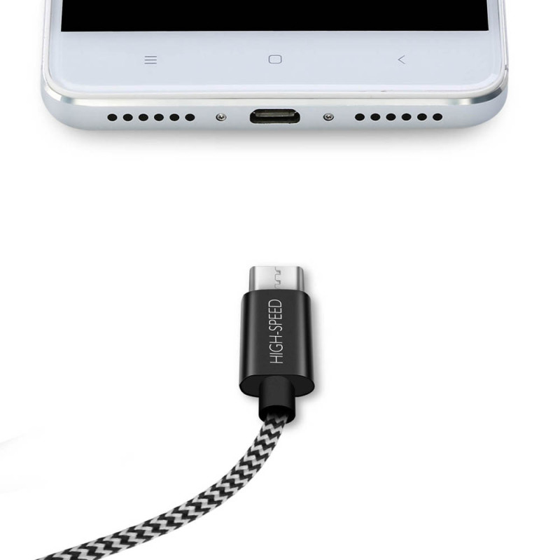 Cablu de date Dux Ducis K-One USB la Micro-USB, 3m, 2.1A, alb-negru - 3