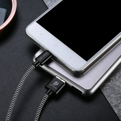 Cablu de date Dux Ducis K-One USB la Micro-USB, 3m, 2.1A, alb-negru - 5