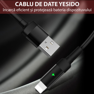 Cablu de date USB la Type-C Yesido CA28, 2.4A, 1.2m, negru - 5