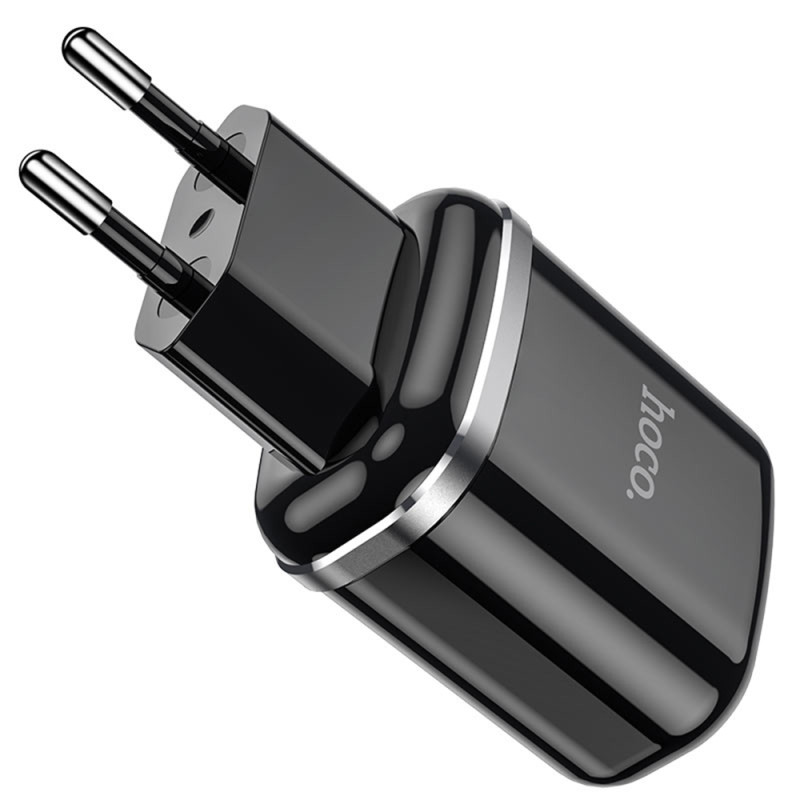 Set Incarcator Retea+Cablu Date Micro Usb Hoco N4 Aspiring 2xUSB 12W 2.4A 1m, Black - 3