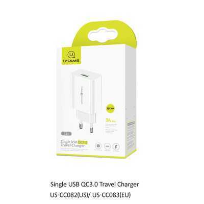 Incarcator retea Usams US-CC083 T22 USB, Quick Charge 3, 18W, Alb - 6