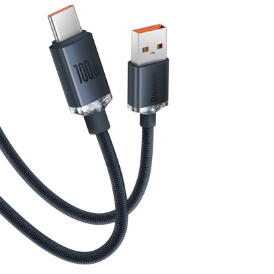 Cablu de date Baseus Crystal Shine (CAJY000401) - USB la tip C, 100 W, 1,2 m - negru - 2