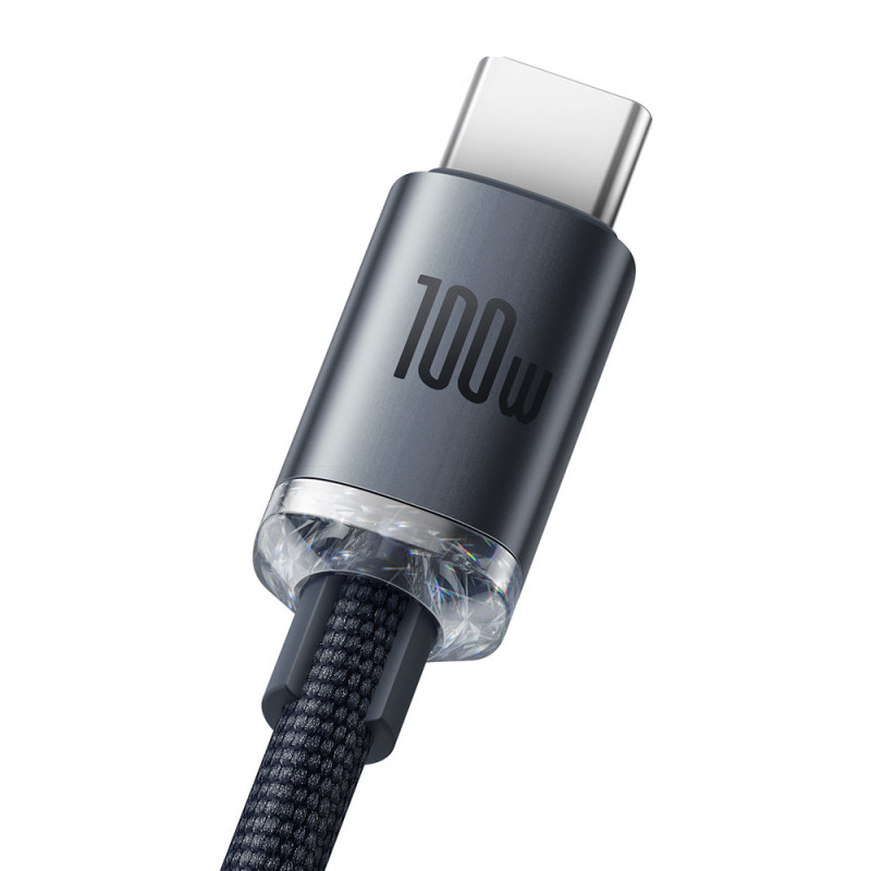 Cablu de date Baseus Crystal Shine (CAJY000401) - USB la tip C, 100 W, 1,2 m - negru - 4
