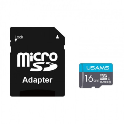 Card de Memorie TF 16GB + Adaptor - Usams High Speed (US-ZB117) - Black - 1