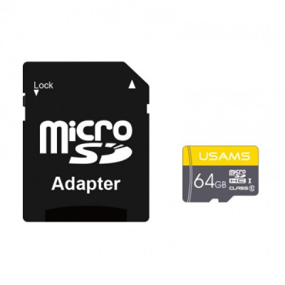 Card de Memorie TF 64GB + Adaptor - Usams High Speed (US-ZB119) - Black - 1