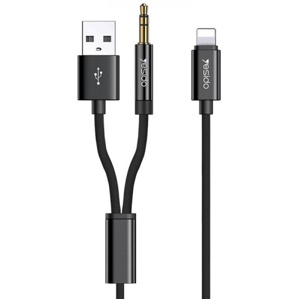 Cablu Adaptor Lightning la USB, Jack - Yesido (YAU18) - Black