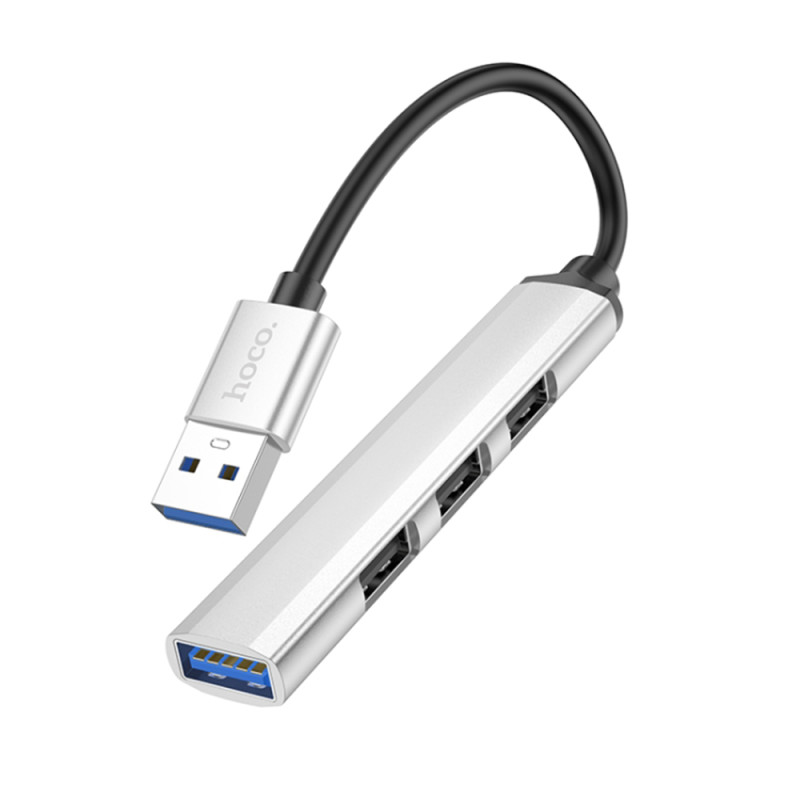 Hub USB 3.0 la 3 x USB 2.0, USB 3.0 Hoco HB26, gri - 1