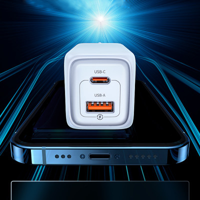 USAMS - Incarcator de priza Super Si (T47) - porturi duble, USB, tip C, încarcare rapida PD, 65 W - negru - 5