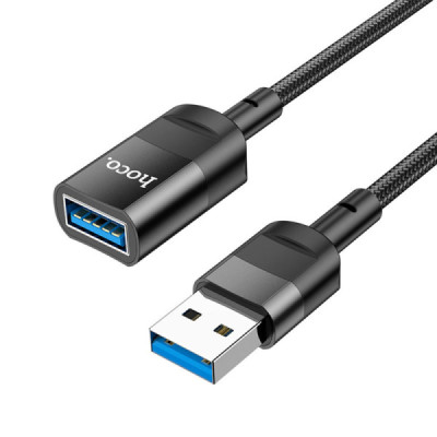 Cablu Adaptor USB la USB 3A, 5Gbps, 1.2m - Hoco (U107) - Black - 1