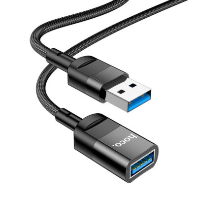 Cablu Adaptor USB la USB 3A, 5Gbps, 1.2m - Hoco (U107) - Black - 3