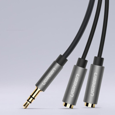 Cablu Audio Adaptor Jack la 2x Jack 20cm - Ugreen (10532) - Black - 2