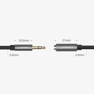 Cablu Audio Adaptor Jack la 2x Jack 20cm - Ugreen (10532) - Black - 7