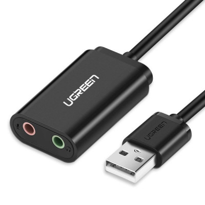 Adaptor USB la 2xJack 3.5mm, 15cm - Ugreen (30724) - Black - 1