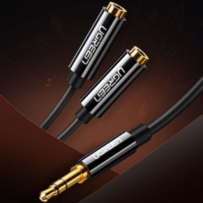 Cablu Audio Adaptor Jack la 2x Jack 25cm - Ugreen (20816) - Black - 5
