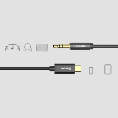 Cablu Audio Adaptor Type-C la Jack 3.5mm, 1.2m - Baseus M01 (CAM01-01) - Black - 6