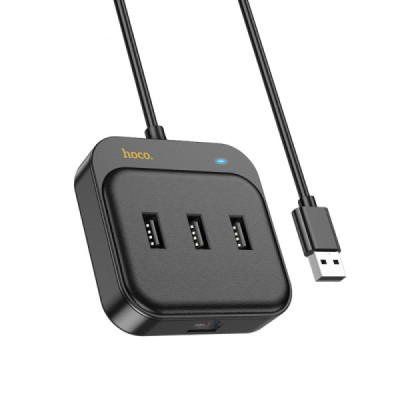 Adaptor USB la 3x USB3.0 + RJ45, 1.2m - Hoco Easy Link (HB35) - Black - 3
