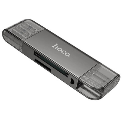 Cititor de Carduri USB/Type-C 3.0 la MicroSD, SD - Hoco (HB39) - Metal Gray - 2