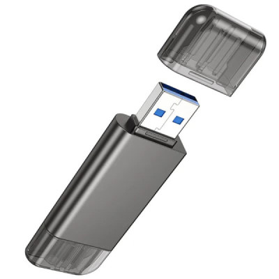 Cititor de Carduri USB/Type-C 3.0 la MicroSD, SD - Hoco (HB39) - Metal Gray - 6
