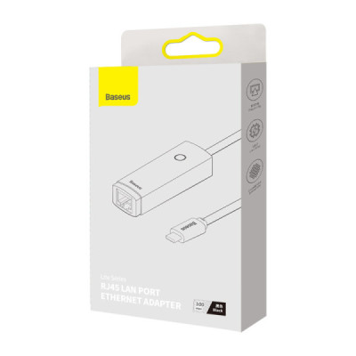 Adaptor USB-C la RJ45 Lan Port, 100Mbps - Baseus Lite Series (WKQX000201) - Black - 7