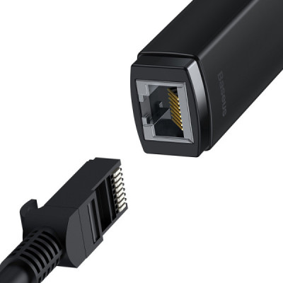 Adaptor USB-C to RJ45 LAN Port, 1000Mbps - Baseus Lite Series (WKQX000301) - Black - 3