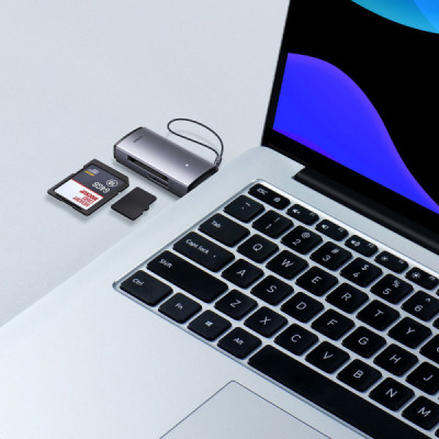 Card Reader USB to SD, TF - Baseus Lite Series (WKQX060013) - Grey - 6