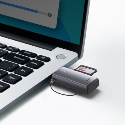 Card Reader USB to SD, TF - Baseus Lite Series (WKQX060013) - Grey - 7