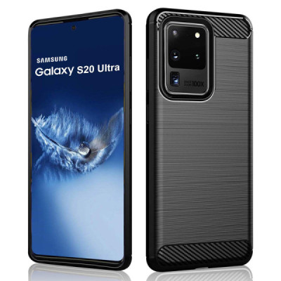 Husa pentru Samsung Galaxy S20 Ultra 4G / S20 Ultra 5G - Techsuit Carbon Silicone - Black - 1